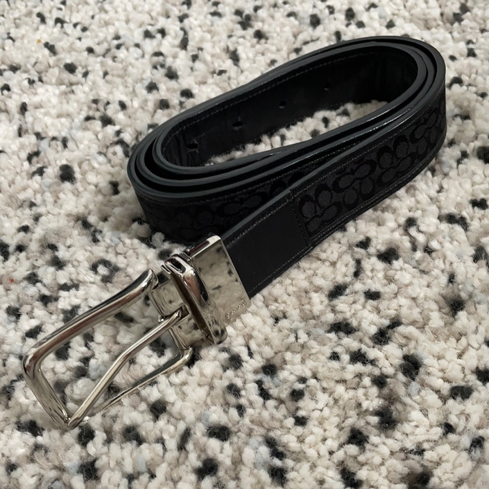 mens black coach belt